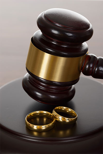 wedding rings and gavel