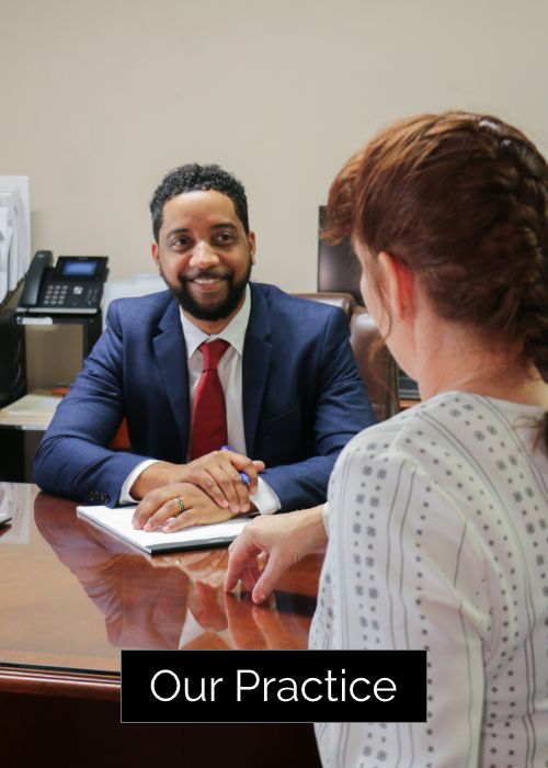 Attorney and client in in an office